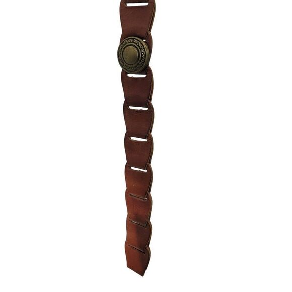 Vintage Amiee Lynn Leather Belt‎ M Brown Brass Square Buckle Medallion Country main image 4